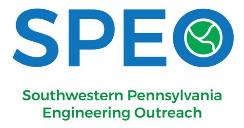 A blue and green logo for the southwestern pennsylvania engineering outreach.