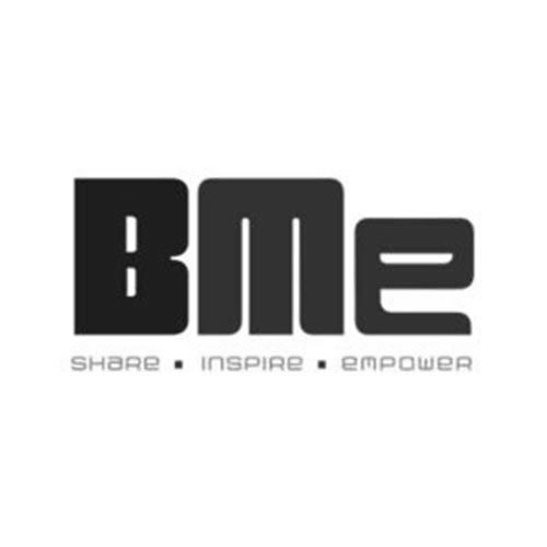 A black and white logo of bme