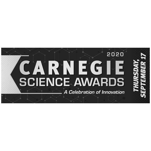 A black and white sticker with the words carnegie science awards on it.