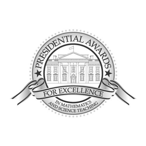 A seal that says presidential awards for excellence in mathematics and science teaching.